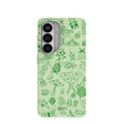 Coque Samsung Galaxy S26 vert sauge à motif linéaire entomologique