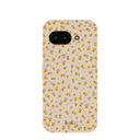 Coque Google Pixel 9a à petites fleurs jaunes et coquillages