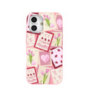 Coque pour iPhone 16 avec lettres d'amour rose bonbon
