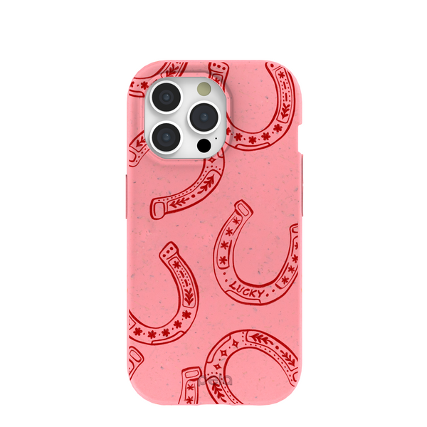 Bubblegum Pink Lucky Horseshoe iPhone 15 Pro Case – Pela Case