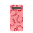 Coque Google Pixel 6a rose bonbon motif fer à cheval porte-bonheur
