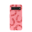 Coque Google Pixel 8 rose bonbon motif fer à cheval porte-bonheur