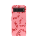 Coque Google Pixel 8 rose bonbon motif fer à cheval porte-bonheur