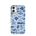 Coque iPhone 16 Plus bleu poudre motif vie marine