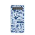 Coque Google Pixel 6a bleu poudre motif vie marine