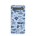 Coque Google Pixel 6a bleu poudre motif vie marine