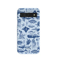 Coque Google Pixel 8a bleu poudre motif vie marine