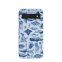 Coque Google Pixel 8a bleu poudre motif vie marine