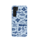 Coque Samsung Galaxy S25+(Plus) bleu poudre motif vie marine