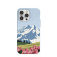 Coque pour iPhone 14 Pro Max : Montagnes et fleurs bleu poudre