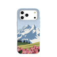 Coque pour iPhone 17 Pro Max : Montagnes et fleurs bleu poudre