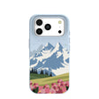 Coque pour iPhone 17 Pro : Montagnes et fleurs bleu poudre