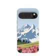Coque Google Pixel 10/10 Pro à motif de montagnes et de fleurs bleu poudre