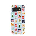 Coque Google Pixel 10a bleu poudré avec timbres Noël