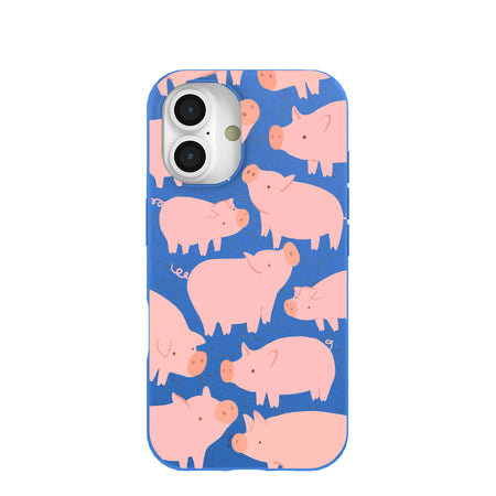 Electric Blue Piggies iPhone 16 Case – Pela Case