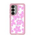 Coque Samsung Galaxy S26 Clear Pink Blooms avec bordure rose pétale (chargement magnétique inclus)