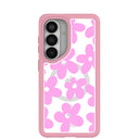 Coque Samsung Galaxy S26 Clear Pink Blooms avec bordure rose pétale (chargement magnétique inclus)