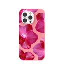 Coque pour iPhone 14 Pro avec motif orchidées roses et bubblegum