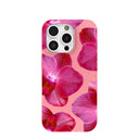 Coque pour iPhone 16 Pro rose bubblegum et orchidées roses