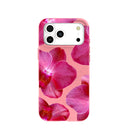 Coque pour iPhone 17 Pro Max à motif orchidées roses et rose bubblegum