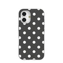 Coque iPhone 16 à pois noirs et confettis