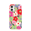 Coque iPhone 16 rose bonbon avec motif coquelicot et fleurs