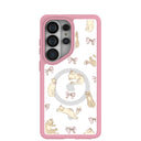 Coque transparente Purrfection pour Samsung Galaxy S26 Ultra avec bordure rose pétale (chargement magnétique inclus)