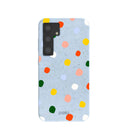 Powder Blue Rainbow Dots Samsung Galaxy S24 Case