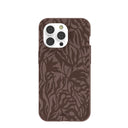 Chocolate Brown Rustic Leaves iPhone 14 Pro Case