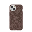 Coque iPhone 14 à motif feuilles rustiques marron chocolat