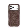 Coque iPhone 17 Pro Max à motif feuilles rustiques marron chocolat