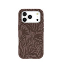 Coque iPhone 17 Pro à motif feuilles rustiques marron chocolat