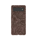 Chocolate Brown Rustic Leaves Google Pixel 6 Case