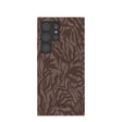 Coque Samsung Galaxy S24 Ultra à motif feuilles rustiques marron chocolat