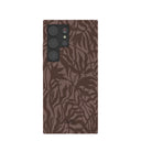 Coque Samsung Galaxy S24 Ultra à motif feuilles rustiques marron chocolat