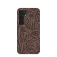 Coque Samsung Galaxy S25 motif feuilles rustiques marron chocolat