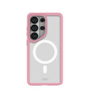 Étui transparent pour Samsung Galaxy S26 Ultra avec bordure rose pétale (chargeur magnétique inclus)