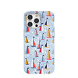 Coque pour iPhone 15 Pro Max, motif voiles et mouettes bleu poudre