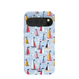 Coque Google Pixel 10/10 Pro bleu poudre avec voiles et mouettes