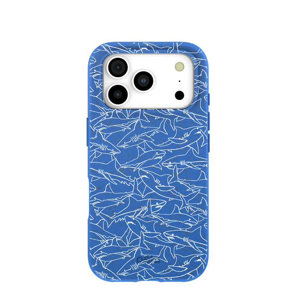 Electric Blue Shark Frenzy iPhone 17 Pro Case – Pela Case