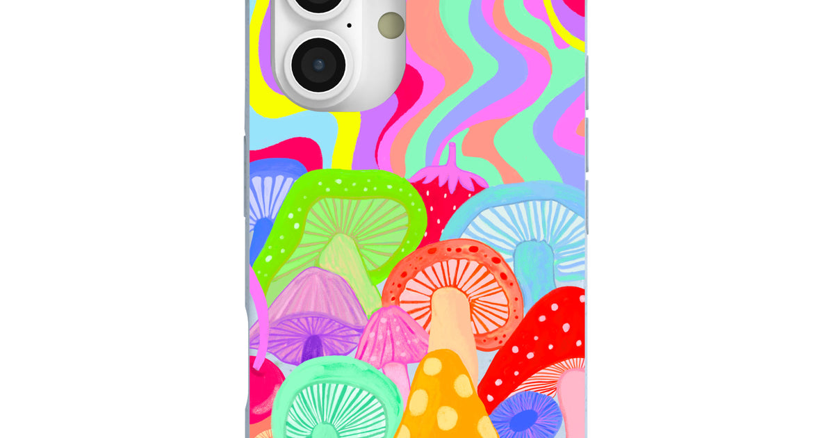 Powder Blue Shroom Spiral iPhone 16 Case – Pela Case