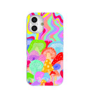 Coque iPhone 16 en spirale champignon bleu poudré