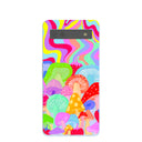 Coque Google Pixel 6a en spirale champignon bleu poudré