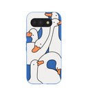 Coque Google Pixel 10a bleu électrique à motif oie rigolote