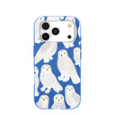 Coque pour iPhone 17 Pro Motif Hiboux des neiges bleu électrique