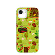 Coque iPhone 16e/17e vert sauge, motif jardin printanier
