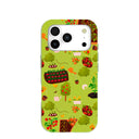 Coque iPhone 17 Pro vert sauge, motif jardin printanier