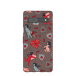 Coque Google Pixel 7a à motif Cupidon fraise marron chocolat
