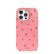 Coque iPhone 15 Pro rose bonbon avec baies d'été