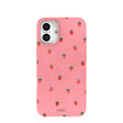 Coque iPhone 16 Plus rose bonbon avec baies d'été